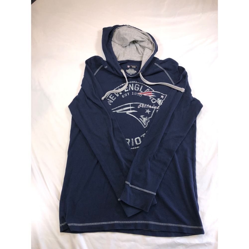 NFL Team Apparel New England Patriots Navy Waffle Knit Thermal Hoodie Mens Large